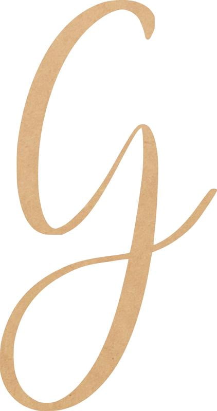 Unfinished Script Wood 15'' Tall Nicholia Letters Alphabet G, Paintable ...