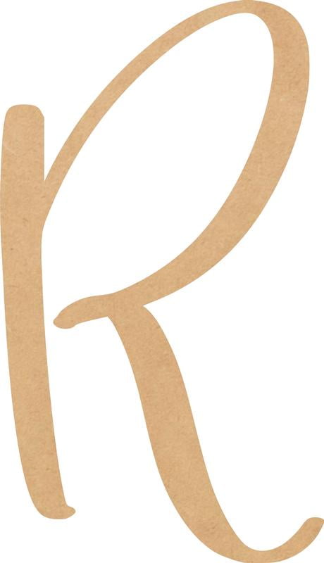 Unfinished Script Wood 15'' Tall Nicholia Letters Alphabet R, Paintable ...