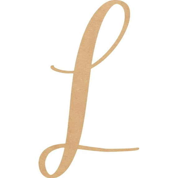 Unfinished Script Wood 16'' Tall Nicholia Letters Alphabet L, Paintable Craft