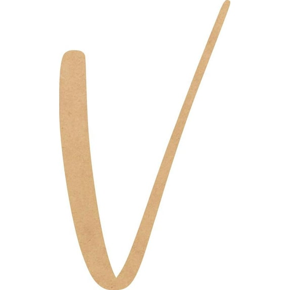 Unfinished Script Wood 18'' Tall Nicholia Letters Alphabet V, Paintable Craft