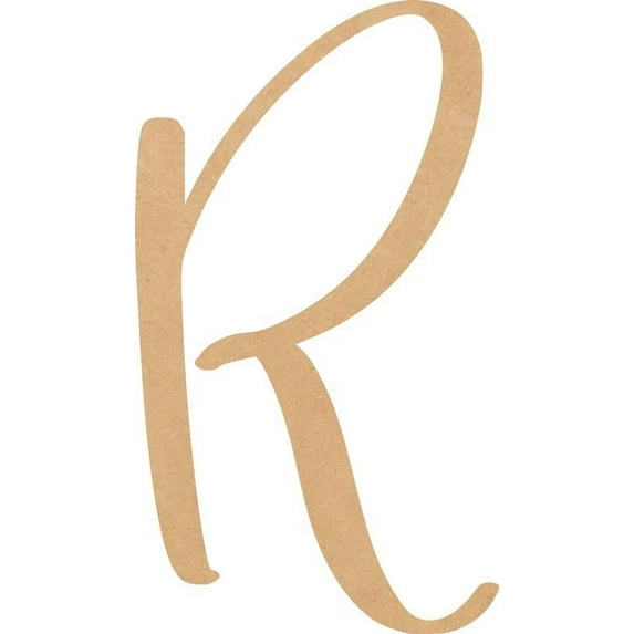 Unfinished Script Wood 3'' Tall Nicholia Letters Alphabet R, Paintable Craft