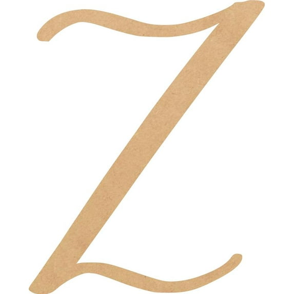 Unfinished Script Wood 3'' Tall Nicholia Letters Alphabet Z, Paintable Craft
