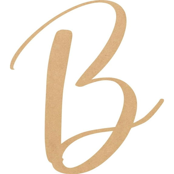 Unfinished Script Wood 4'' Tall Nicholia Letters Alphabet B, Paintable Craft