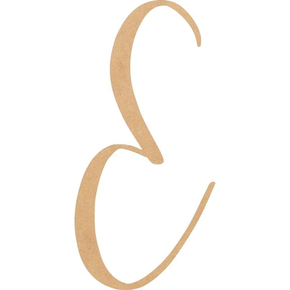 Unfinished Script Wood 4'' Tall Nicholia Letters Alphabet E, Paintable Craft