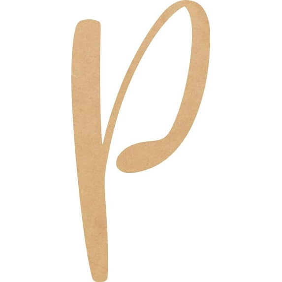 Unfinished Script Wood 5'' Tall Nicholia Letters Alphabet P, Paintable Craft