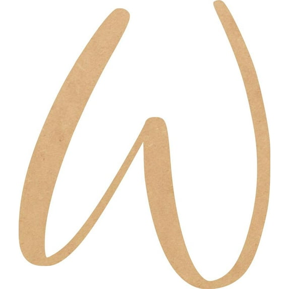 Unfinished Script Wood 5'' Tall Nicholia Letters Alphabet W, Paintable Craft