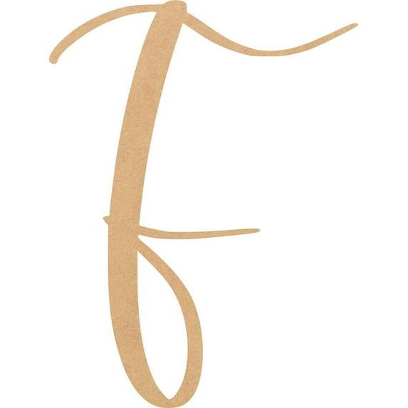 Unfinished Script Wood 7'' Tall Nicholia Letters Alphabet F, Paintable Craft