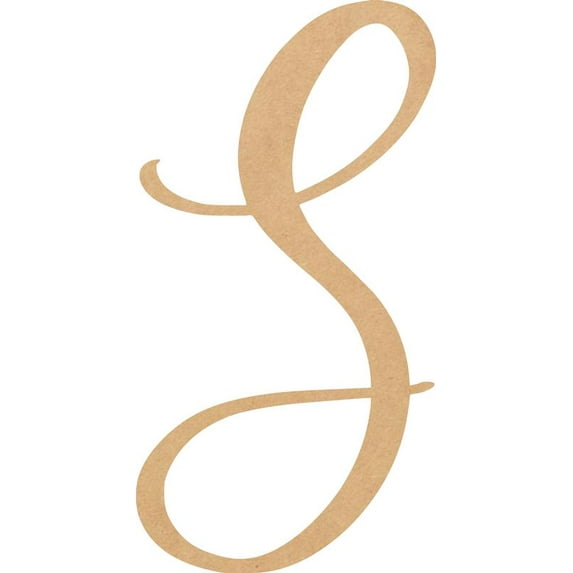 Unfinished Script Wood 7'' Tall Nicholia Letters Alphabet S, Paintable Craft