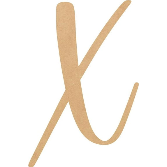 Unfinished Script Wood 7'' Tall Nicholia Letters Alphabet X, Paintable Craft