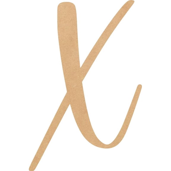 Unfinished Script Wood 7'' Tall Nicholia Letters Alphabet X, Paintable Craft