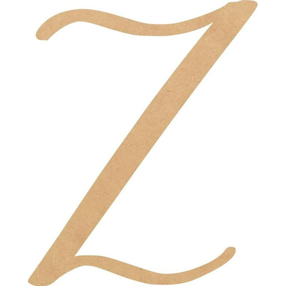 Unfinished Script Wood 7'' Tall Nicholia Letters Alphabet Z, Paintable Craft