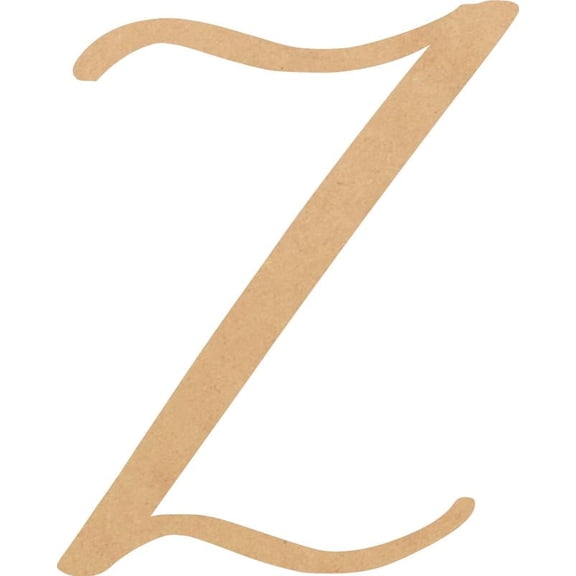Unfinished Script Wood 7'' Tall Nicholia Letters Alphabet Z, Paintable Craft
