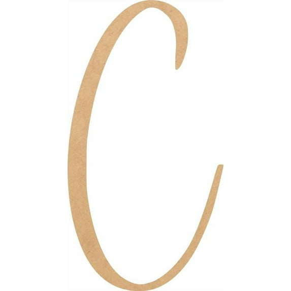 Unfinished Script Wood 8'' Tall Nicholia Letters Alphabet C, Paintable Craft