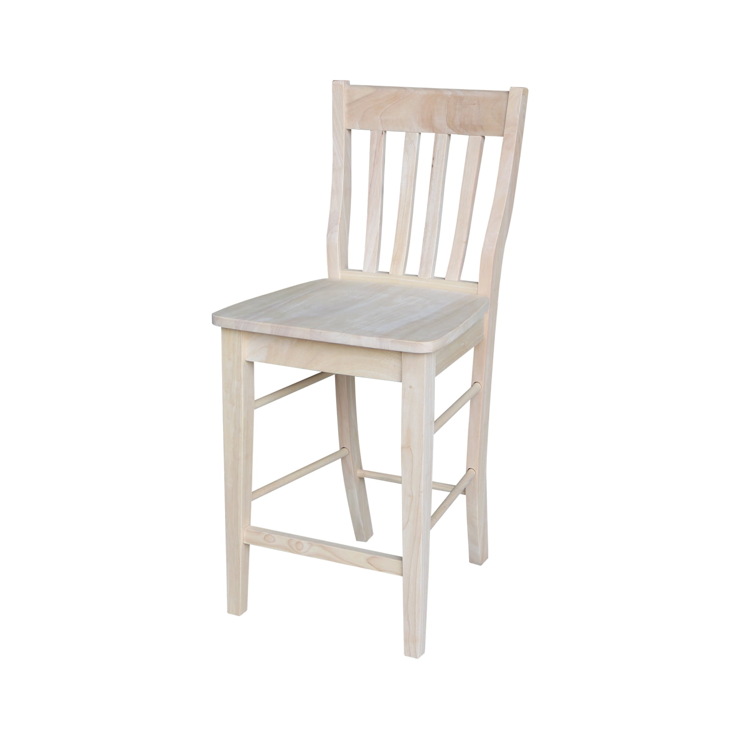 Traditional Unfinished Solid Parawood 24" Cafe Barstool