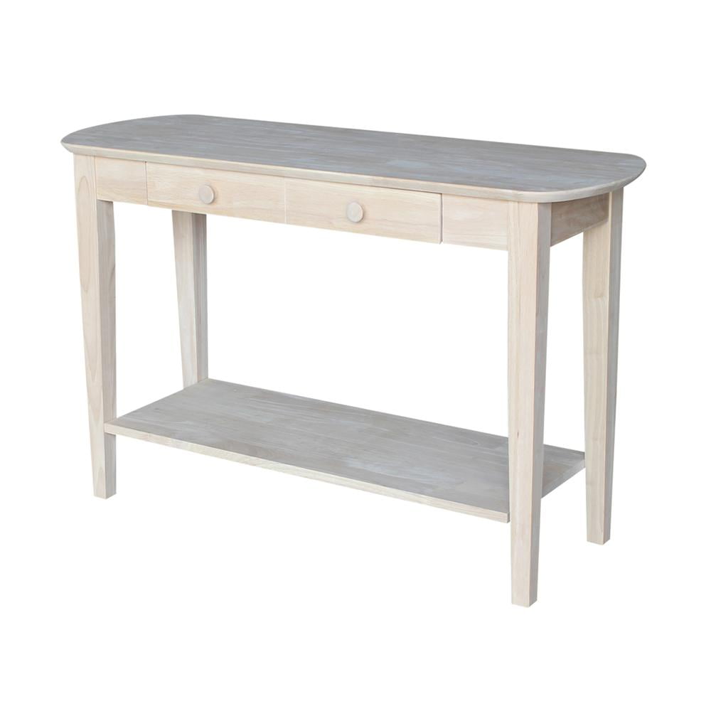 Unfinished Parawood Philips Oval Sofa Table with Storage
