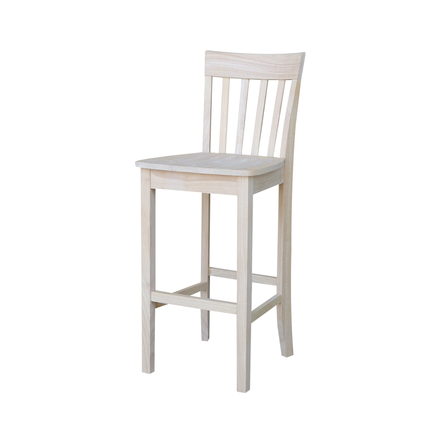 Solid Parawood Slatback Barstool 46" Unfinished Traditional Design
