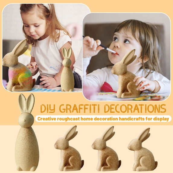 Unfinished Standing Rabbit Craft Supplies - Standing Design Unpainted Surface For Diy Crafting Painting Decorating - For Art Crafts Diy Enthusiasts Hobby Painters