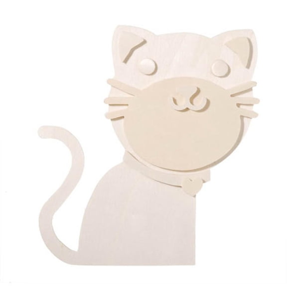 Unfinished Unpainted Wooden Cat Shape Cutout DIY Craft 6 Inches