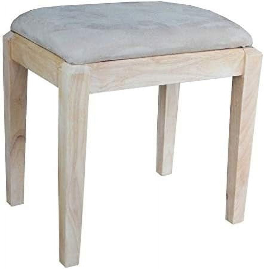 Eco-Friendly Unfinished Parawood Vanity Bench with Microfiber Seat