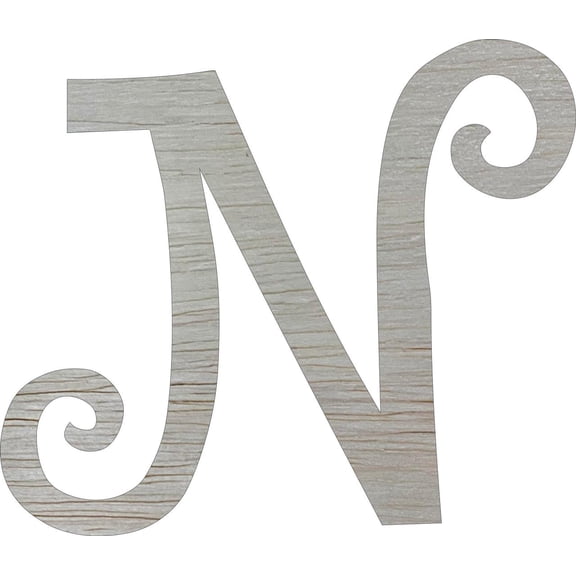 Unfinished Wood 14'' Curlz Letter N, Paintable Craft Alphabet