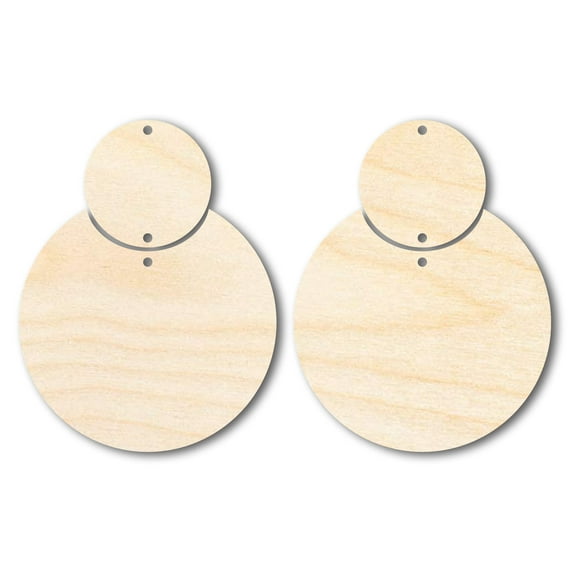 Unfinished Wood 2-Piece Circle Earring Blank Pair - DIY Jewelry Craft - Available in 2" to 4" 3" / 1/8" / 24 Pairs (48 Pieces)