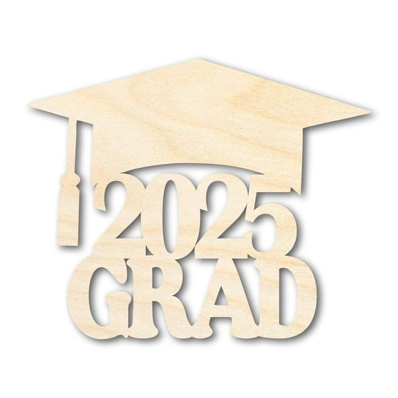 Unfinished Wood 2025 Grad Shape | DIY Craft Cutout | up to 46" DIY 5" / 1/2"