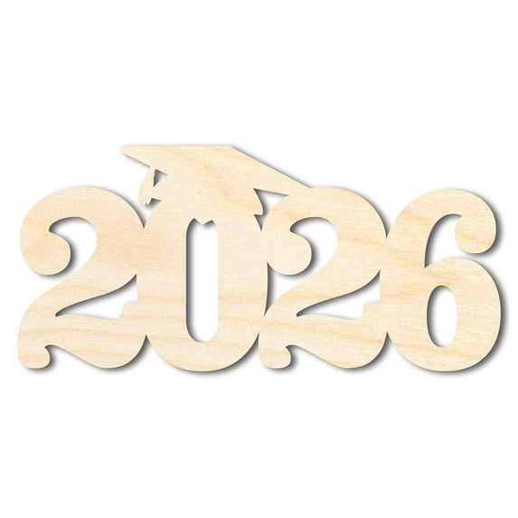 Unfinished Wood 2026 Grad Cap Shape | DIY Craft Cutout | up to 46" DIY 18" / 1/2"