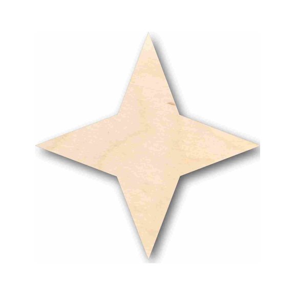 Unfinished Wood 4 Point Star Silhouette - Craft- up to 46" DIY 12" / 1"