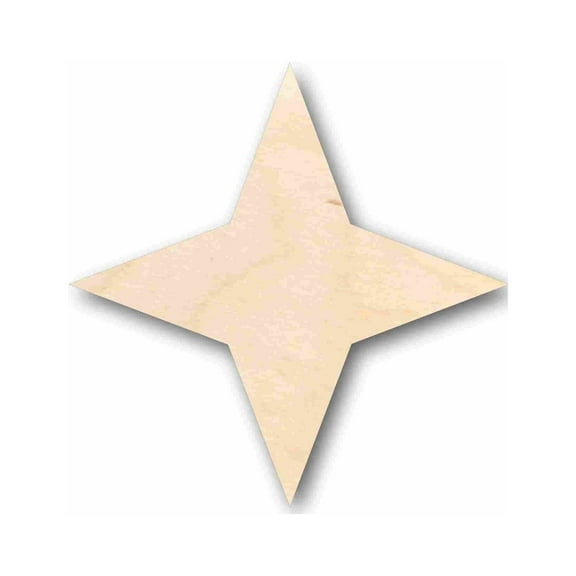 Unfinished Wood 4 Point Star Silhouette - Craft- up to 46" DIY 3" / 1/2"