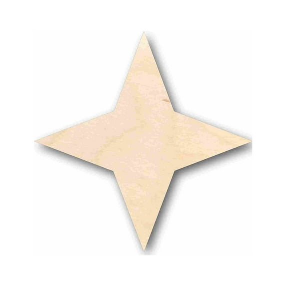 Unfinished Wood 4 Point Star Silhouette - Craft- up to 46" DIY 6" / 1/2"