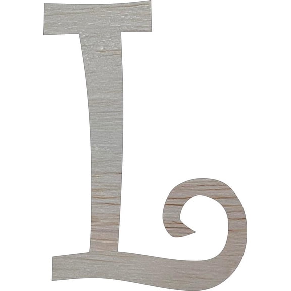 Unfinished Wood 5'' Curlz Letter L, Wall Hanging