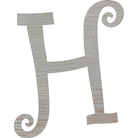 Unfinished Wood 6'' Curlz Letter H, Wall Hanging