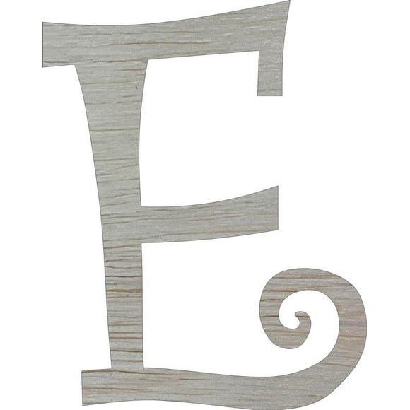 Unfinished Wood 8'' Curlz Letter E, Wall Hanging