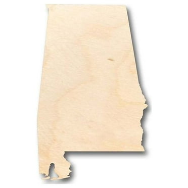 Unfinished Wood Alabama Shape - State - Craft - up to 46" DIY 6" / 1/4"