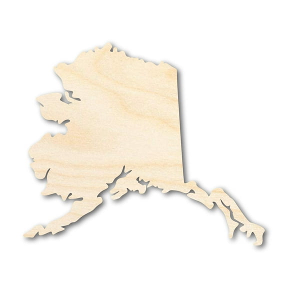 Unfinished Wood Alaska Shape - State - Craft - up to 46" DIY 18" / 1/8"
