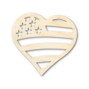 Unfinished Wood American Heart Flag Shape - USA Craft - up to 46" 36" / 1/4"