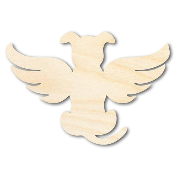 Unfinished Wood Angel Dog Shape - Pet Craft - up to 46" 12" / 1/8"