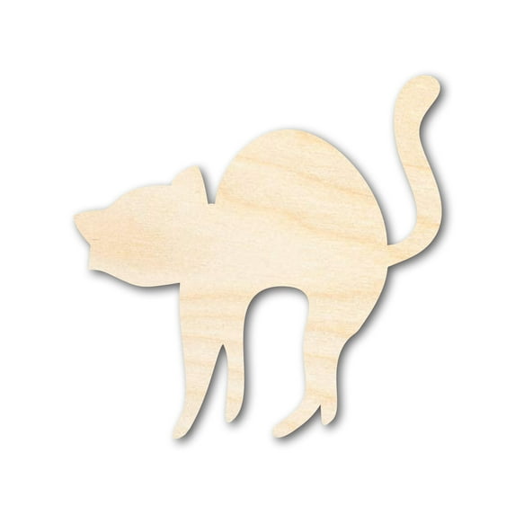 Unfinished Wood Arching Cat Shape - Craft - up to 46" 6" / 1/8"