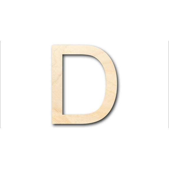 Unfinished Wood Arial Letter D Shape - Craft - up to 46" DIY 6" / 1/4"