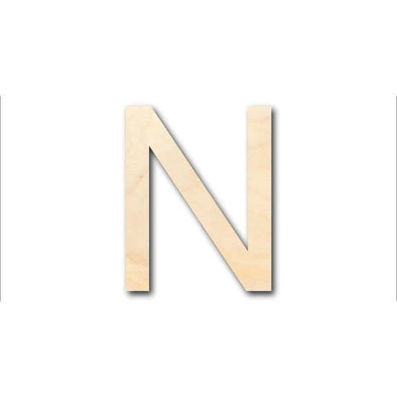 Unfinished Wood Arial Letter N Shape - Craft - up to 46" DIY 8" / 1/8"