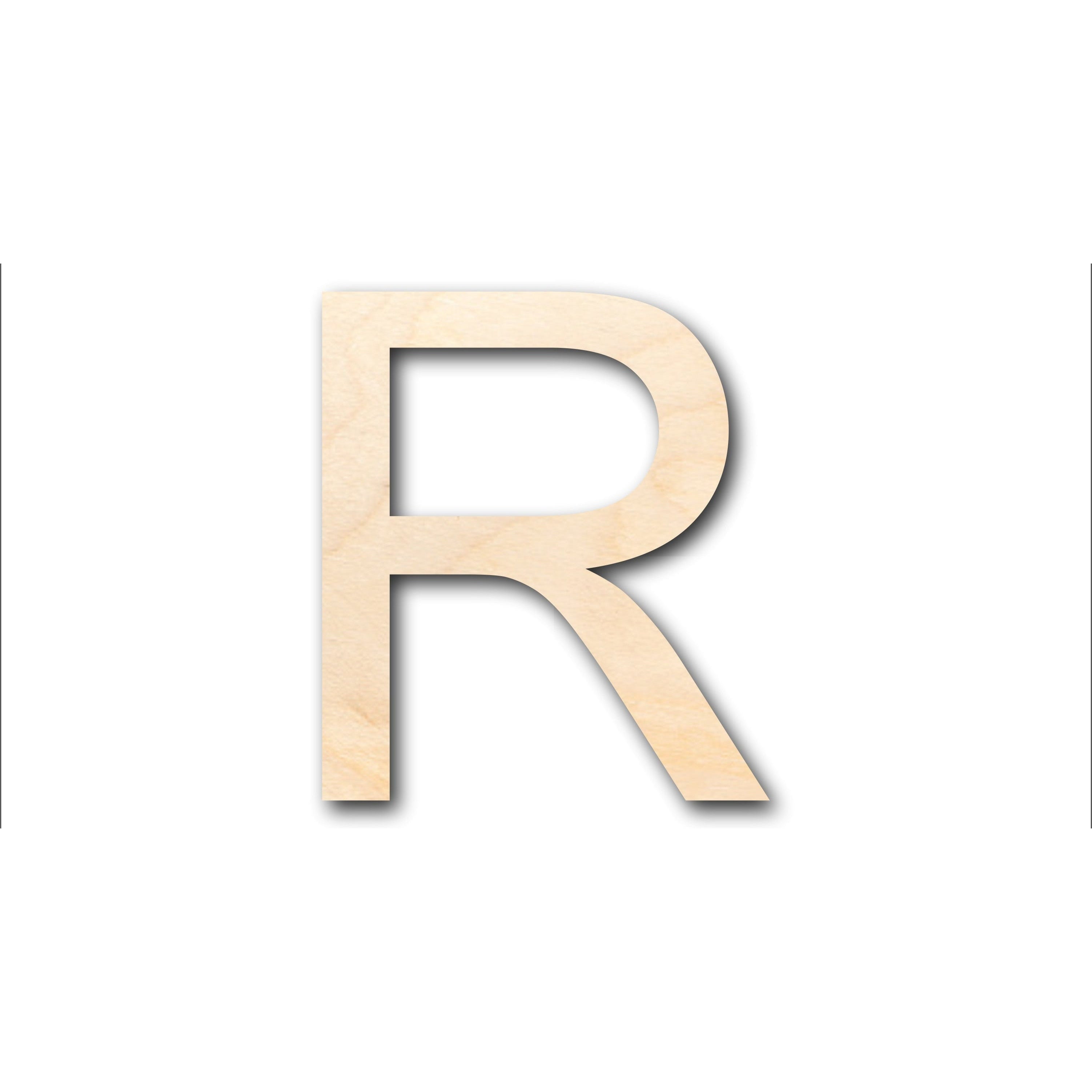 Unfinished Wood Arial Letter R Shape - Craft - up to 46