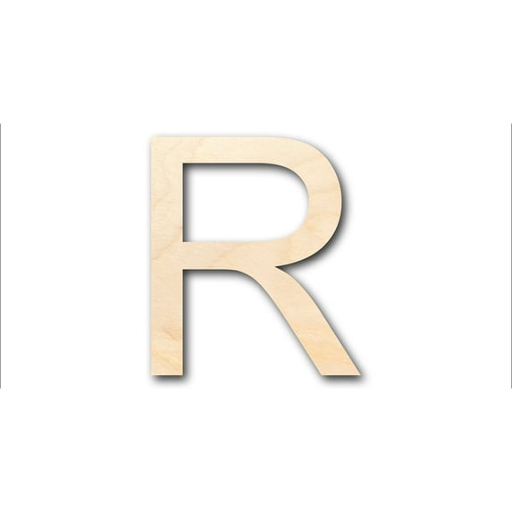 Unfinished Wood Arial Letter R Shape - Craft - up to 46" DIY 8" / 1/4"