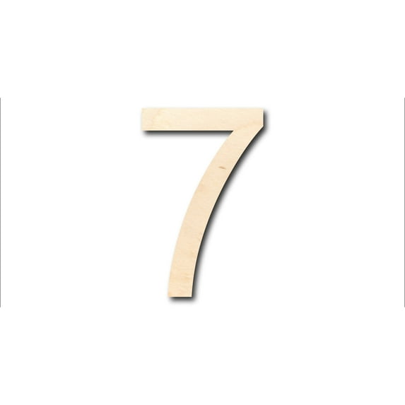 Unfinished Wood Arial Number 7 Shape - Craft - up to 46" DIY 12" / 3/4"