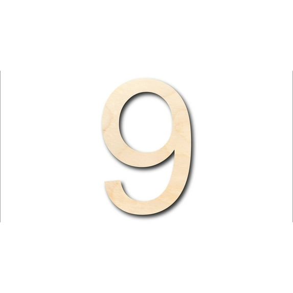 Unfinished Wood Arial Number 9 Shape - Craft - up to 46" DIY 16" / 1/2"