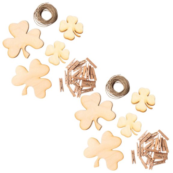 Factory Direct Craft Unfinished Wood Assorted Shamrock Garland Kits, Set of 2, St. Patricks Day DIY Garland