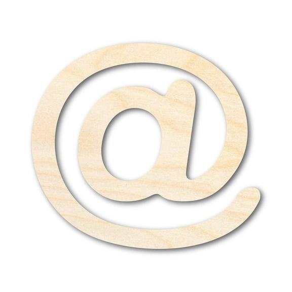 Unfinished Wood @ (At) Symbol | DIY Craft Cutout | Up to 36" 5" / 1/8"
