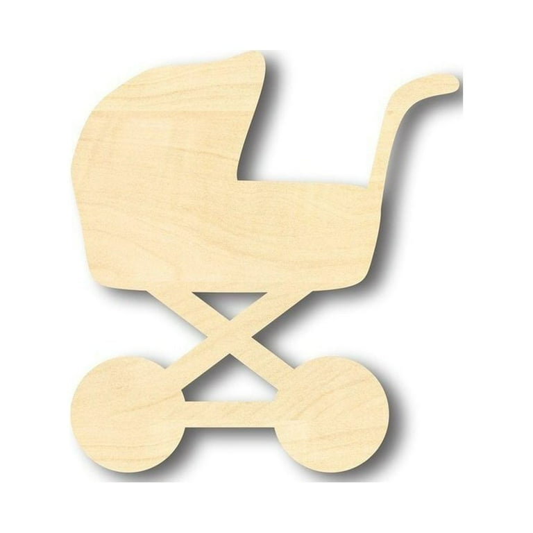 Unfinished Wood Baby Carriage Shape Nursery Decor Craft up to 24
