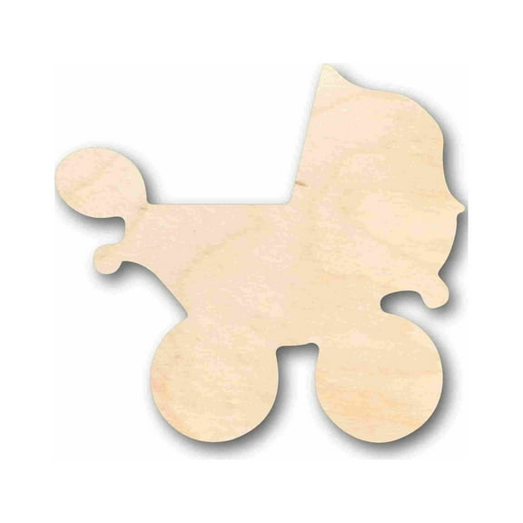 Unfinished Wood Baby Carriage Stroller Silhouette - Craft- up to 46" DIY 6" / 1/4"