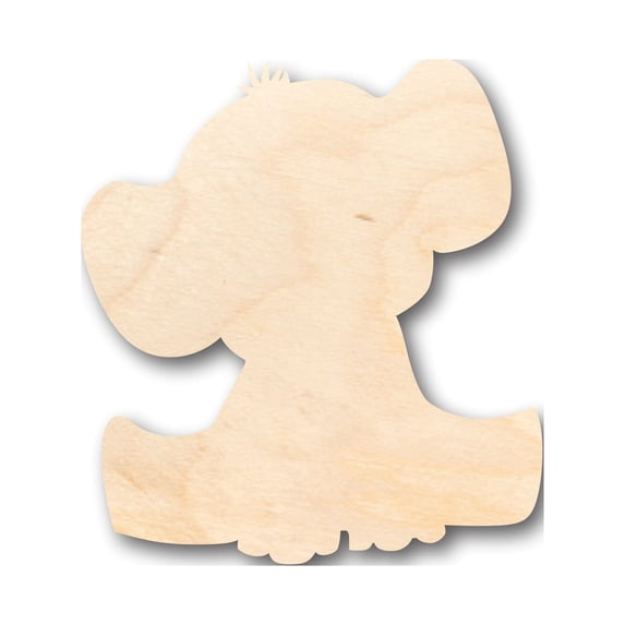 Unfinished Wood Baby Elephant Shape - Craft - up to 46" DIY 4" / 1/4"