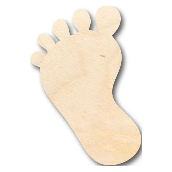 Unfinished Wood Baby Foot Shape - Craft - up to 46" DIY 5" / 1/2"